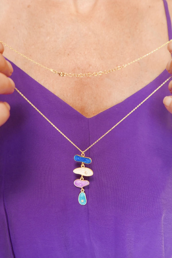 Colorful Enamel Pearl Necklace
