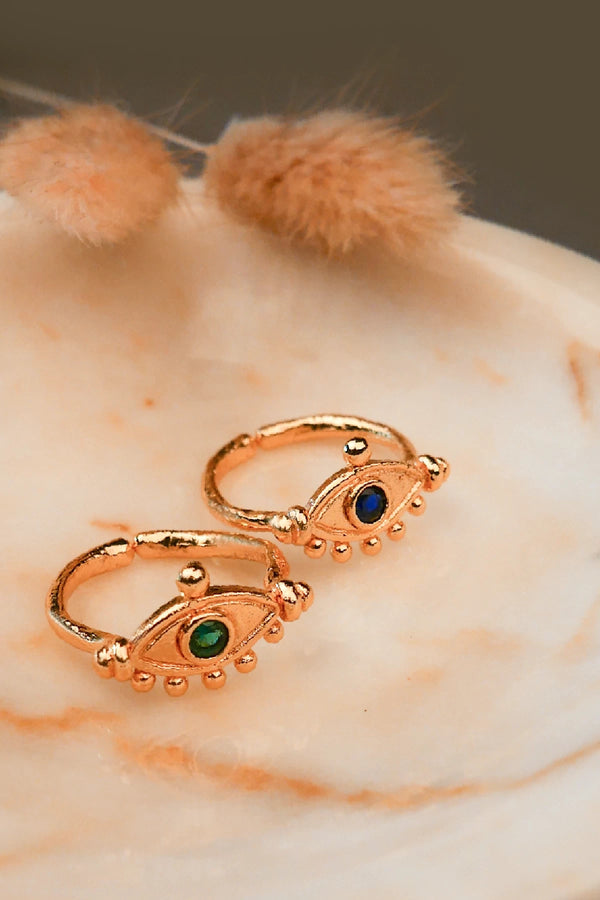 Green Zircon Evil Eye Ring